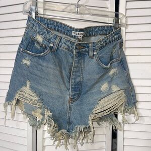 Blue Distressed Denim Shorts Signature
